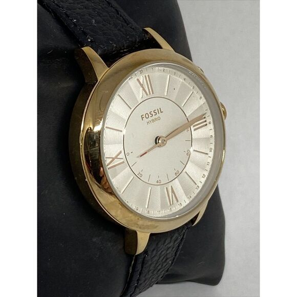 Fossil FTW5013 Women's Black Leather White Analog Dial Hybrid Smartwatch XX757 - Picture 5 of 12